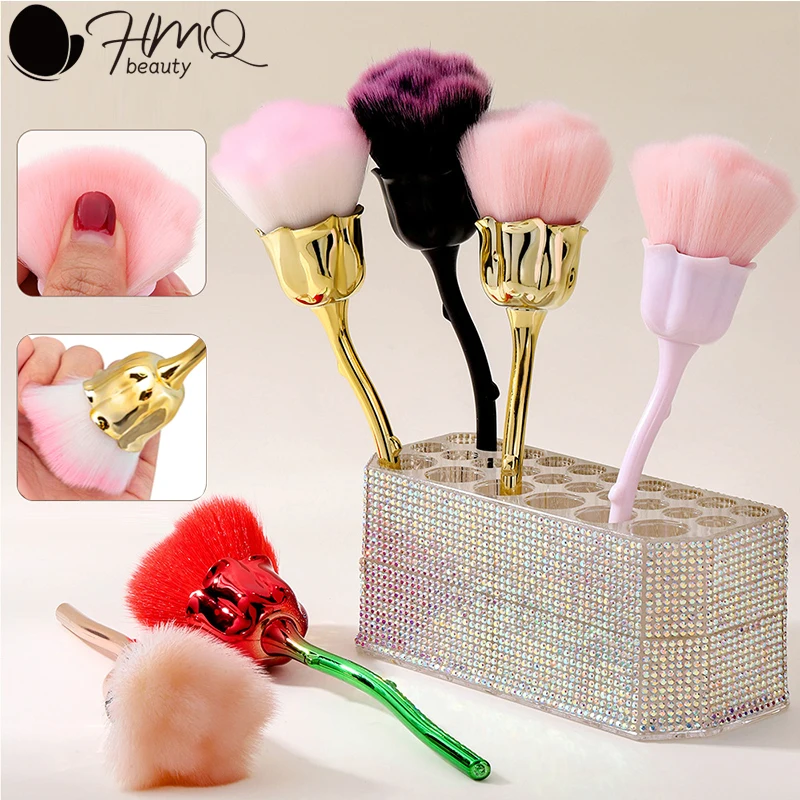 バラの花の形をしたメイクブラシ、丸型メイクアップルースパウダーブラシ、マニキュアネイルポリッシングダスト除去ブラシ、ビューティーメイクアップツール