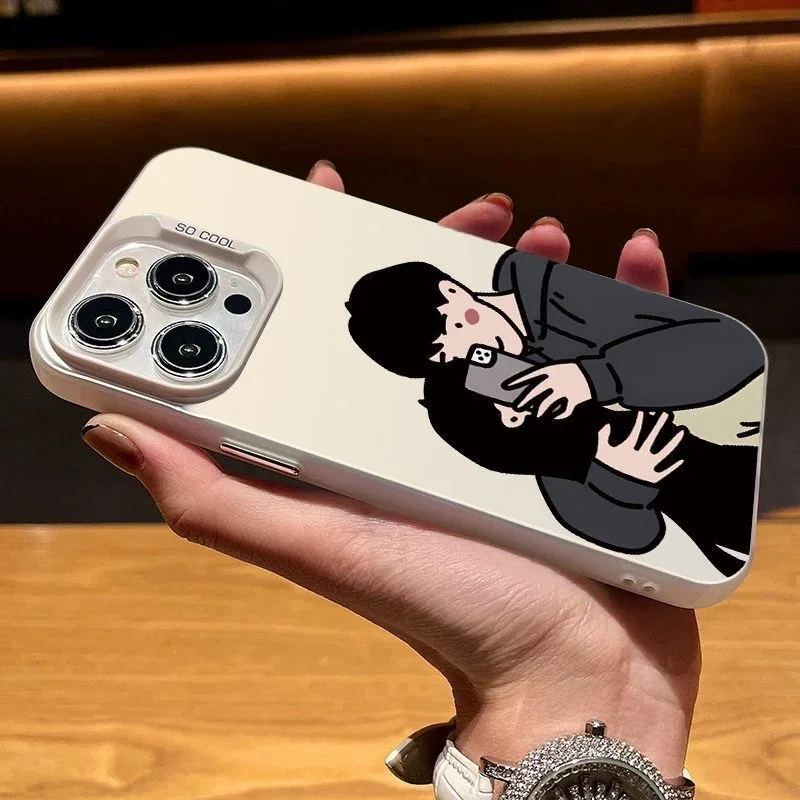 حافظة هاتف للزوجين من Selfie لهاتف آيفون 17 برو ماكس 16 15 بلس 14 13 11 غطاء خلفي من السيليكون المقاوم للصدمات لهاتف آيفون 12