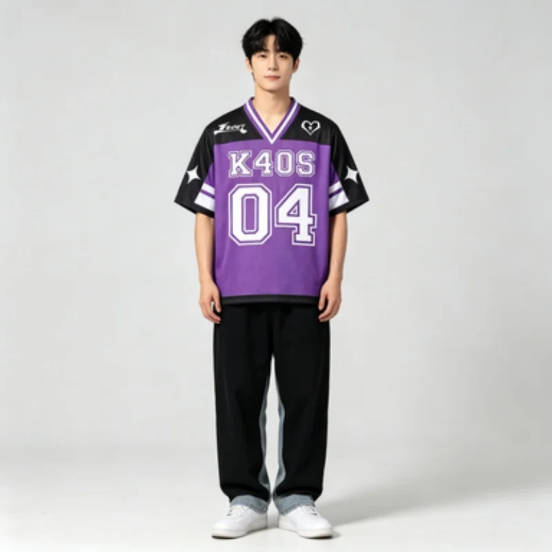 T-shirt unisexe style K-pop 2026 en jersey respirant à manches courtes, streetwear décontracté, sport rétro, t-shirts et hauts parent-enfant