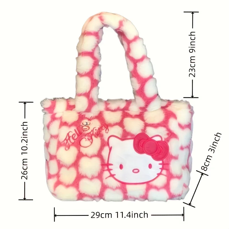 MINISO Sanrio Hello Kitty New Pattern Shoulder Bag Plush Handbag Kawaii Tote Bag Trendy Kawaii Tote Bag Trendy Storage Handbag