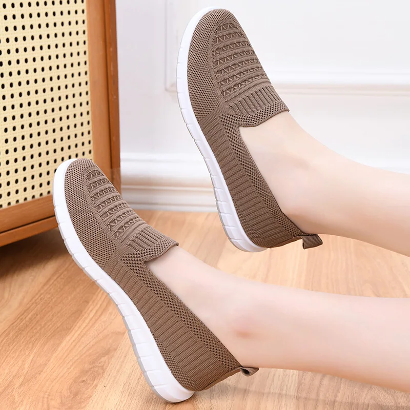 Women's Casual Shoes, Spring & Fall Shallow Mouth Shoes, Non-Slip Soft Soles, Middle-Aged and Elderly Mother's Shoes, Comfortable Slip-On Flats Shoes