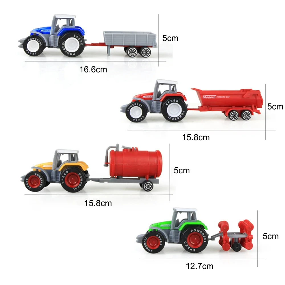 1 Uds. Vehículos agrícolas fundidos a presión, Tractor de ingeniería, coche de juguete, modelo de Mini coche, modelo de coche de ingeniería para niños, regalo de Navidad