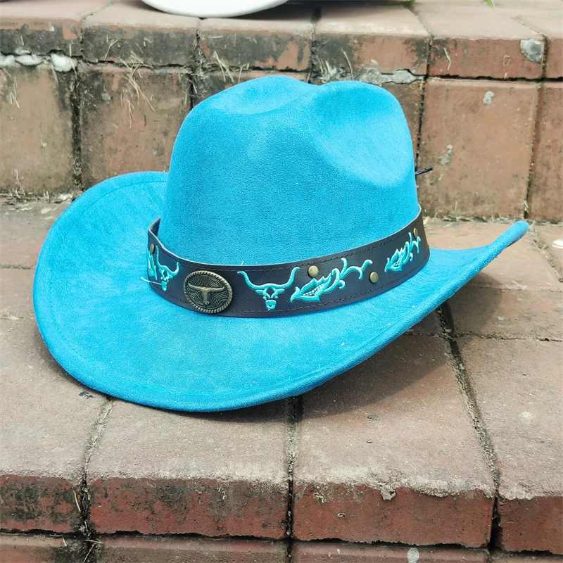 Suede Cowboy Hat belt Men Women autumn winter new double concave Western Cowboy Hat Retro Hat Wholesale sombrero vaquero mujer