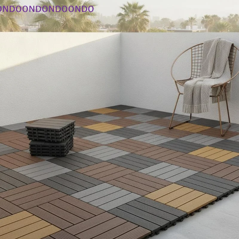 Waterproof Balcony Flooring Wear-resistant Wood Plastic Composite Interlocking Deck Tiles for Backyard Patio Outdoor Renovation