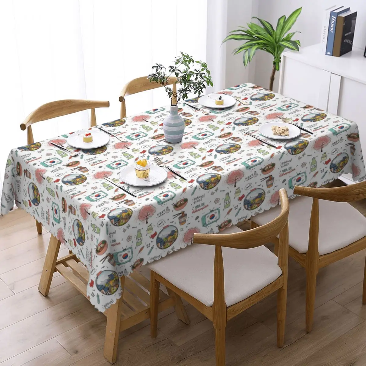 Kdrama Dorama Korean Drama K-drama Soju Korea Cherry Blossom Customized Rectangular Tablecloth Table Cover for Table Cloth