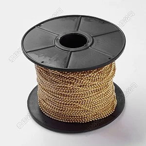 PandaHall 50m/Roll Soldered Iron Ball Chain, Golden 3.2mm Beaded with Spool for DIY Necklace Bracelet Jewelry Making Crafts
