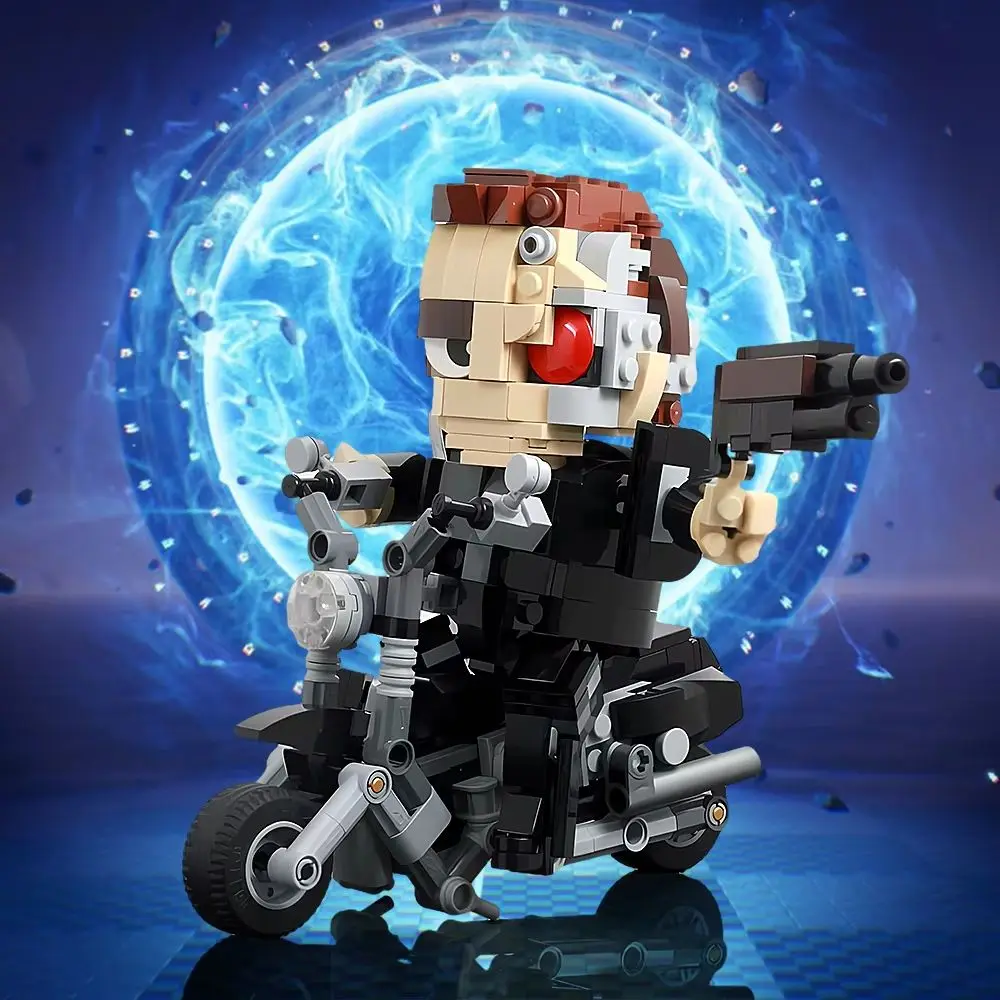 

Механическая модель Терминатора T-800 на мотоцикле MOC-166963, конструктор, робот-воин T800, игрушки-конструкторы, подарки