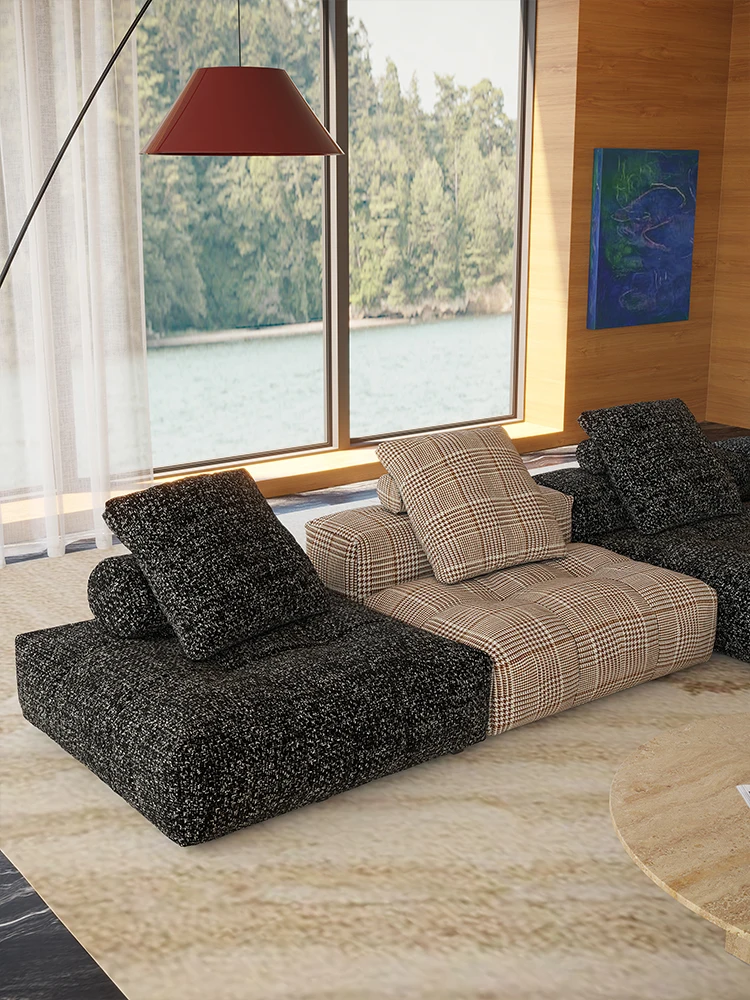 Sofá de tela de lujo ligero, módulo combinado para sala de estar, villa, sofá de algodón y lino