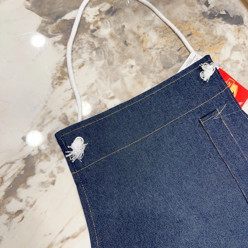 Tablier en denim de coton de style japonais-coisine à la mode café Nail Art peinture vêtements de travail unisexe