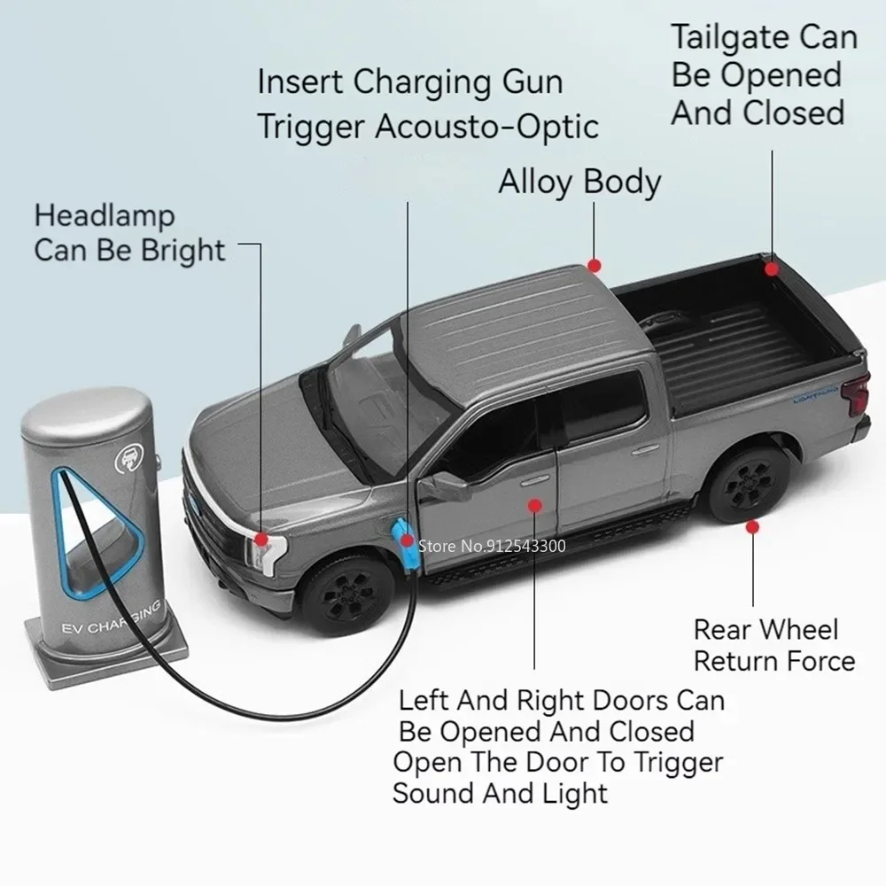 1/36 Ford Raptor F-150 Lightning Toy Car Model Alloy Diecast Sound Light Pull Back Children\'s Toys Collectibles Birthday Gifts
