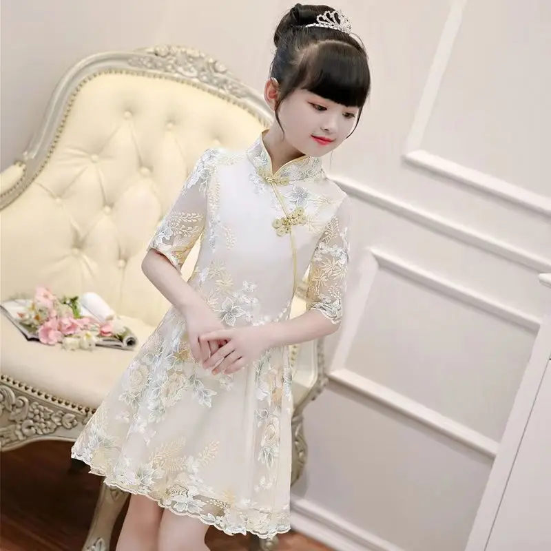 

2025 Kids Girls Flower Dress Children Girl Voile Birthday Party Dress Baby Fancy Princess Fashion Yarn Dress 3 5 6 8 10 12 Years