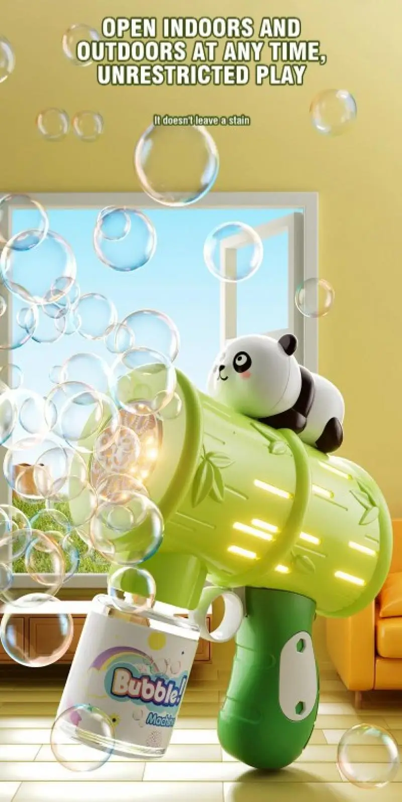 Elektrische Panda Bubble Gun Automatische Dier Zeepbel Blazen Machine Met Licht Outdoor Game Bruiloft Cadeau Kinderen Speelgoed