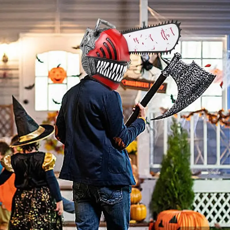 

Chainsaw Mask Rave Cosplay Anime Disguise Helmet Horror Electric Saw Full Head Latex Mascara Funny Halloween Costumes for Men