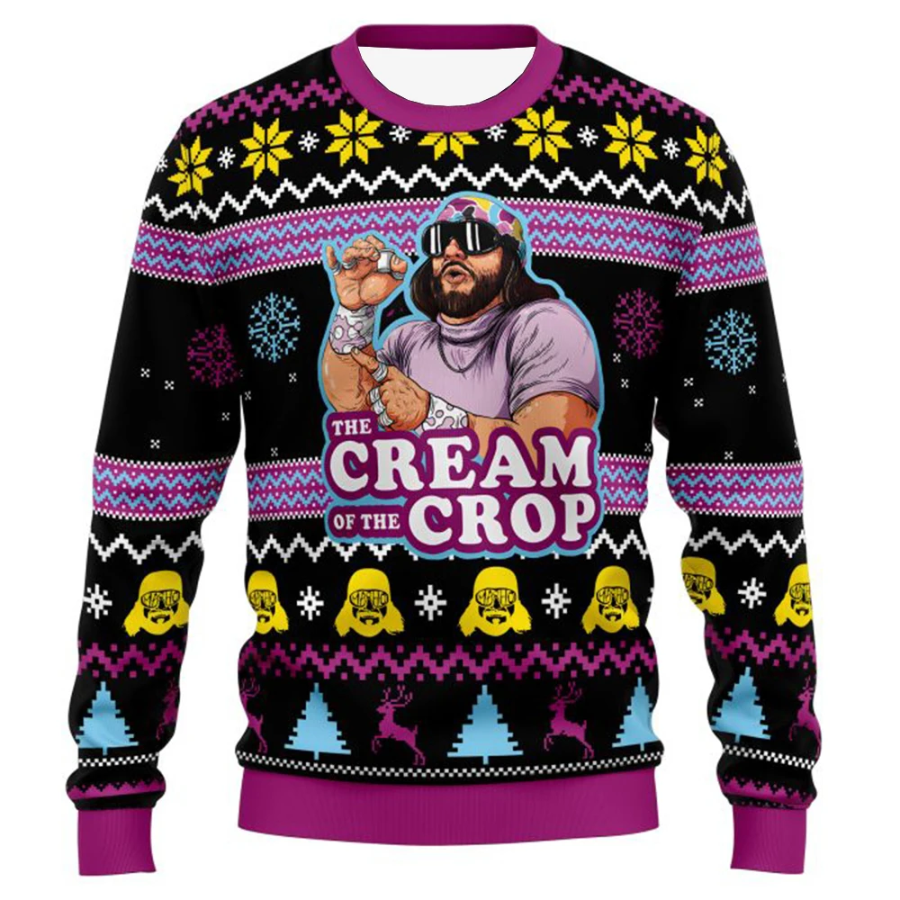Otoño Macho Man la crema de la cosecha suéter de Navidad feo divertido jersey de fiesta de vacaciones suéter de lucha para hombres regalo de Navidad