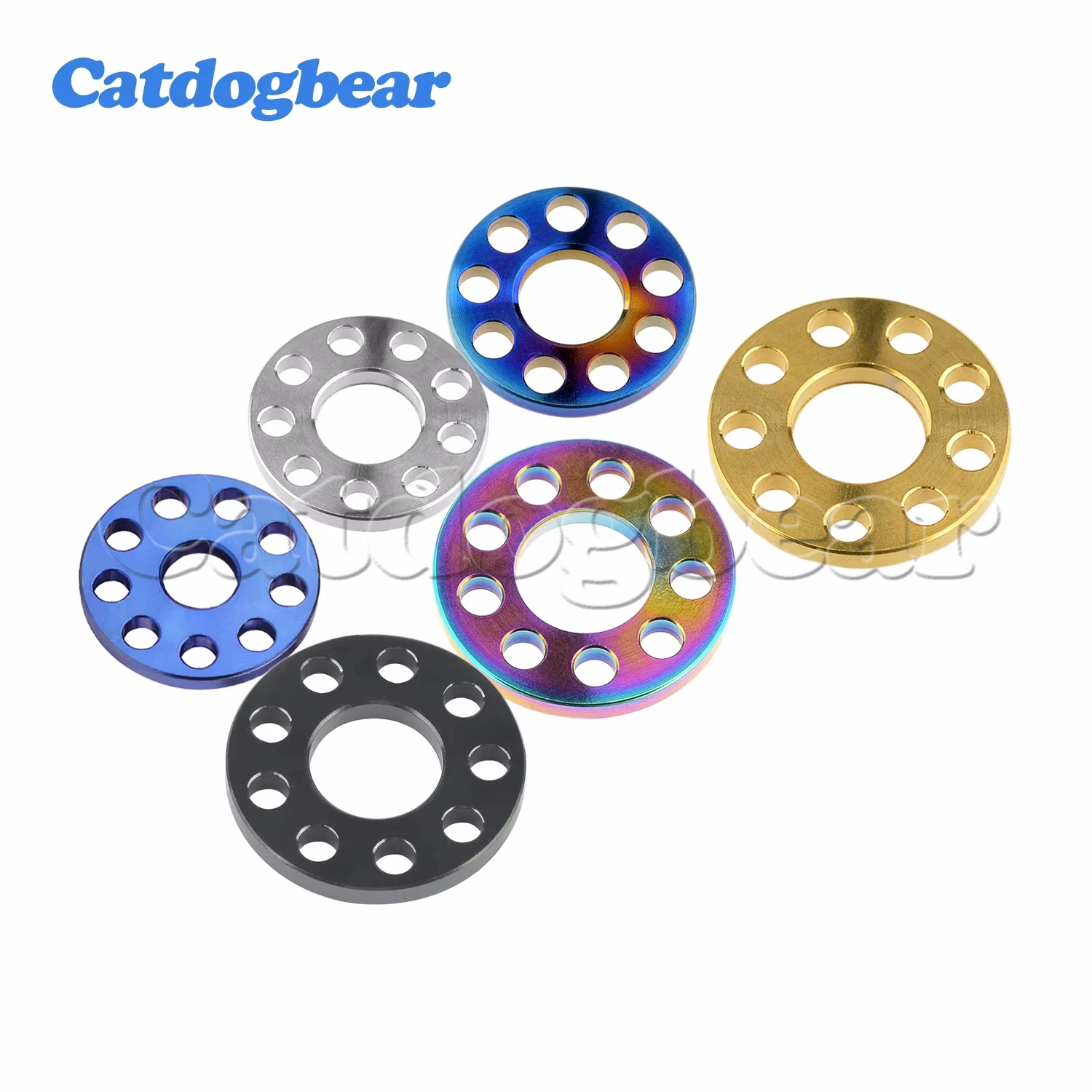 Catdogbear 10Pcs Ti M6 M8 M10 Titanium Drilled Bolt Spacer Washer for Motorcycle Modification 9 Holes Washers