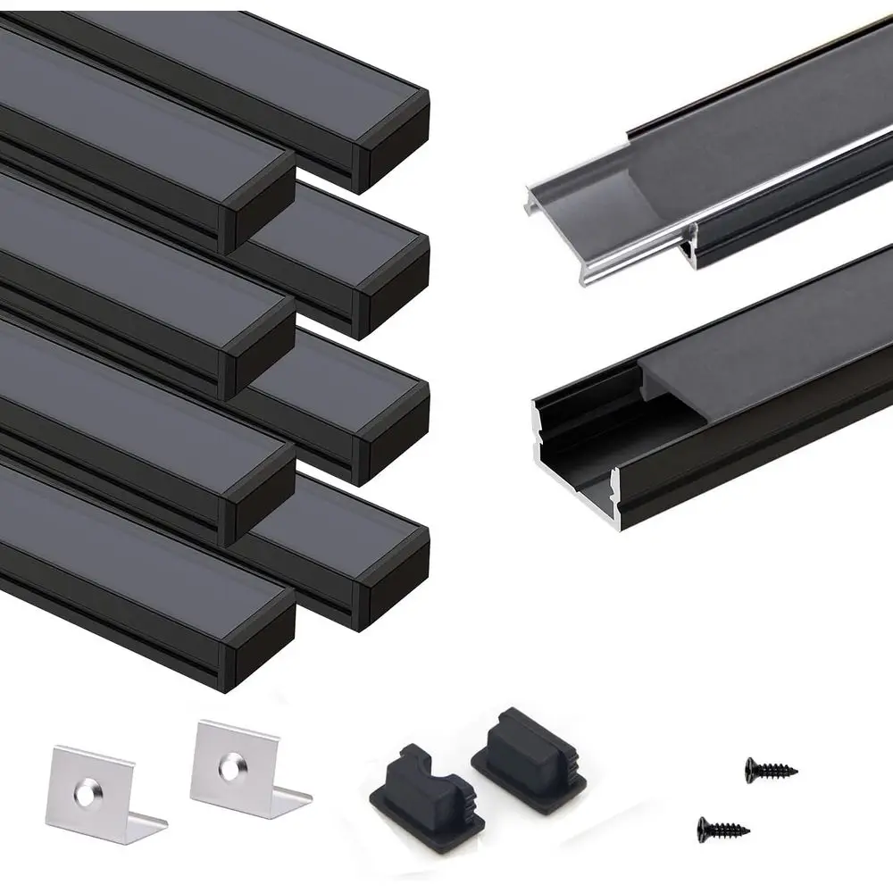 

10 Pack 3.3ft/1M LED Light Strips with Smoke Clear Diffuser, Easy to Cut, Professional Track Lighting Covers