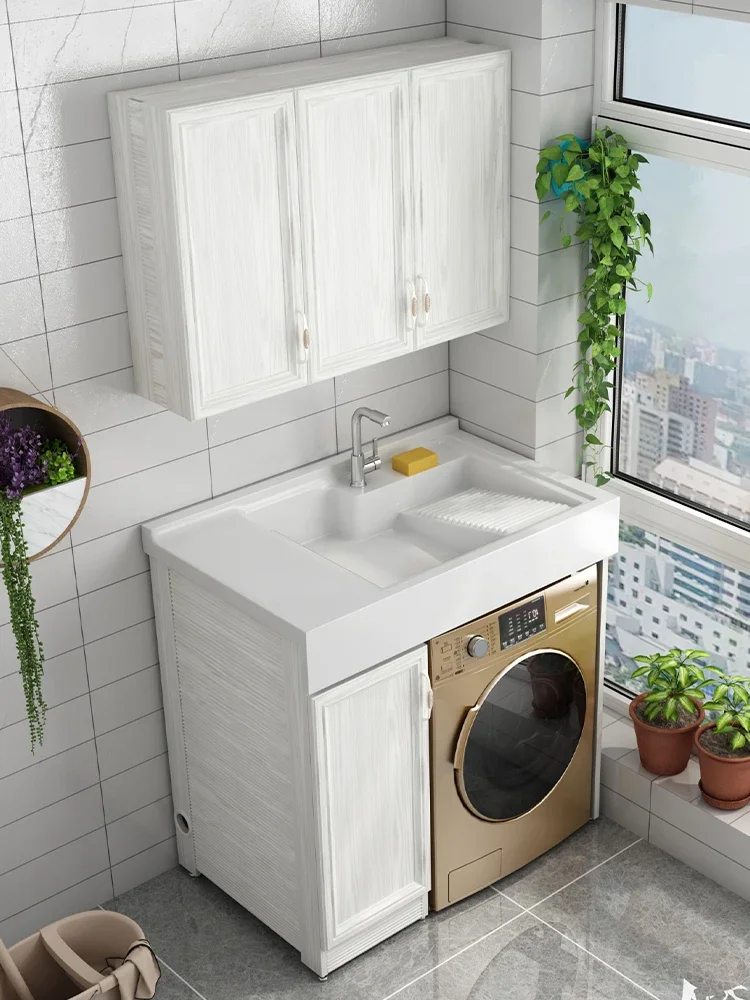 Picture 3: FQ Alumimum Washing Machine Cabinet Combination Inter-Platform Basin All-in-One Cabinet Balcony Wash Wardrobe