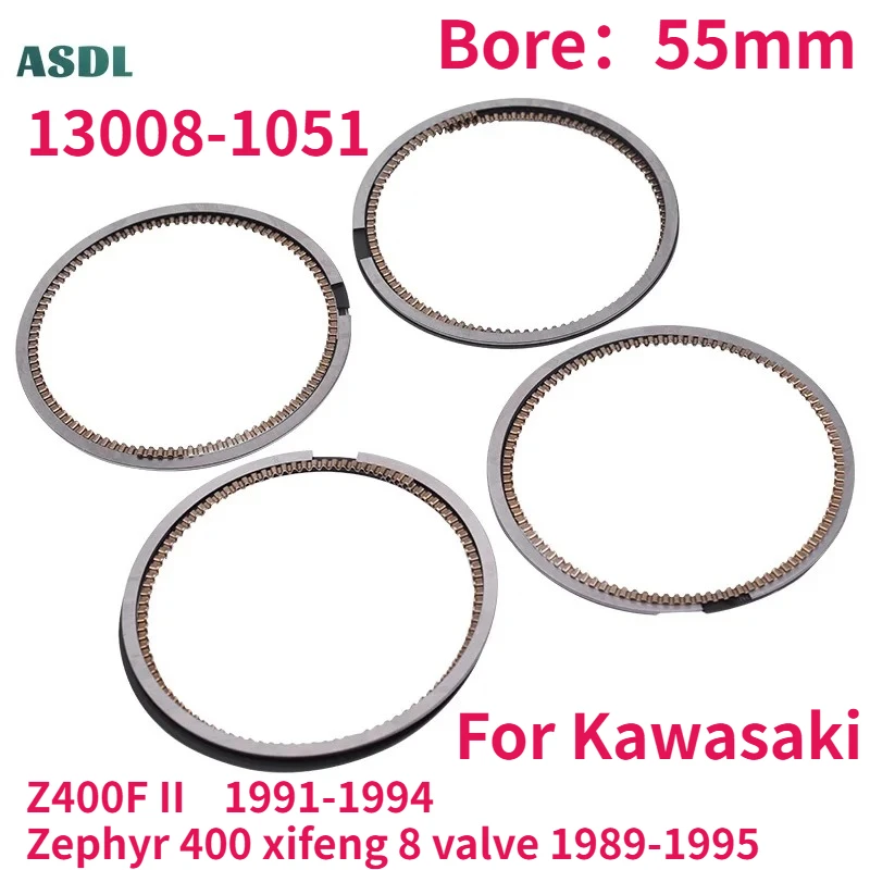 

13008-1051 1pc/4pcs 55mm STD Motorcycle Parts Piston Rings For Kawasaki Z400F II 1991-1994 ZR400 Zephyr X 400 8 valve 1989-1995
