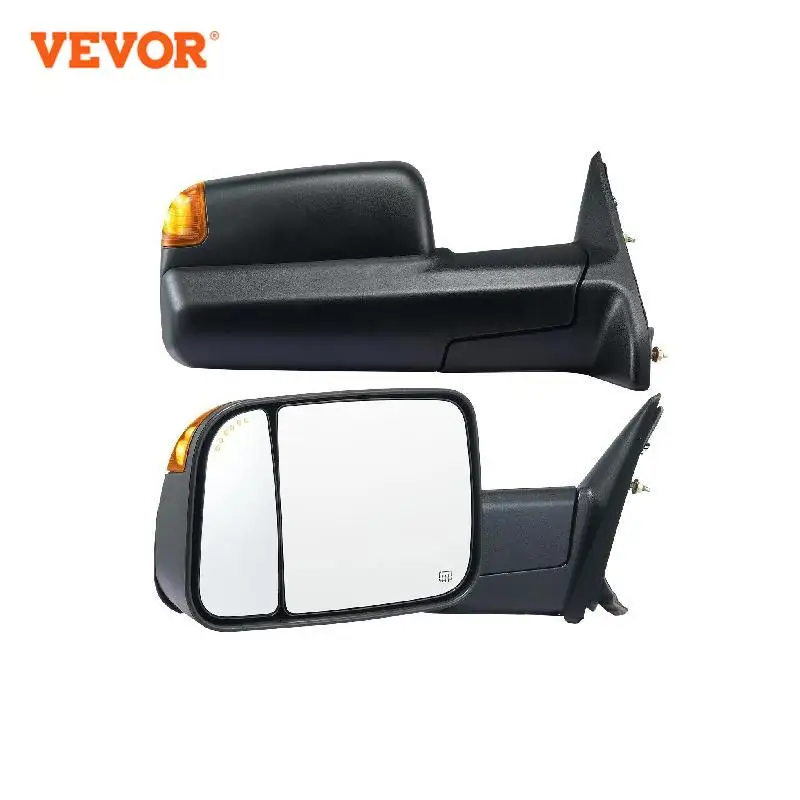 VEVOR Towing Mirrors Pair Set Power Heated with Signal & Puddle Light Manual Controlling for 2002-2023 Dodge Ram 1500 2500 3500