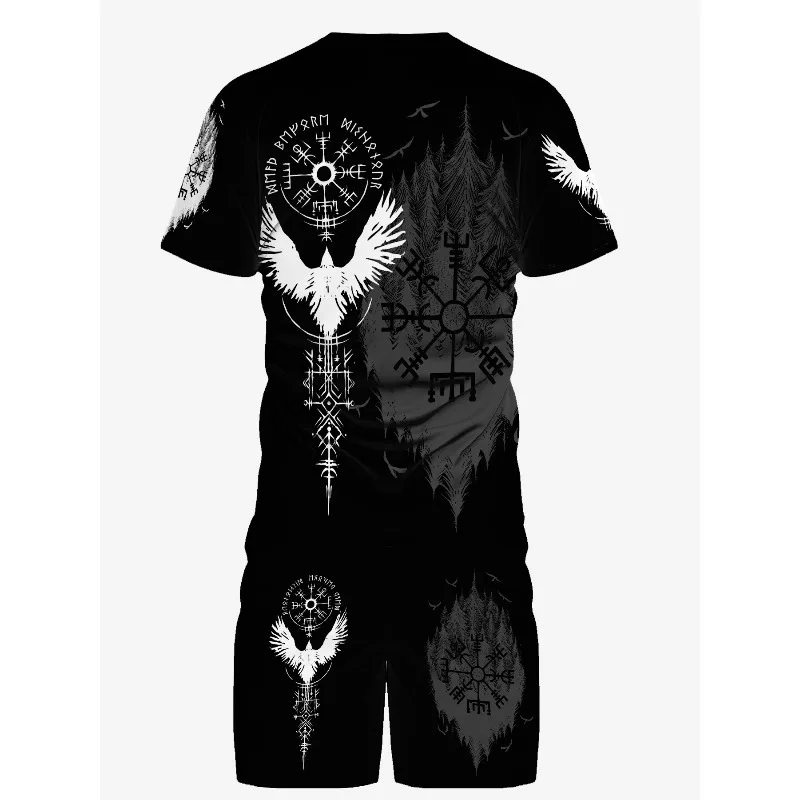 2025 Men's Summer 3D Printed Short Sleeved T-shirt Shorts Set Casual Sports Breathable Outdoor Casual Daily Street Wear