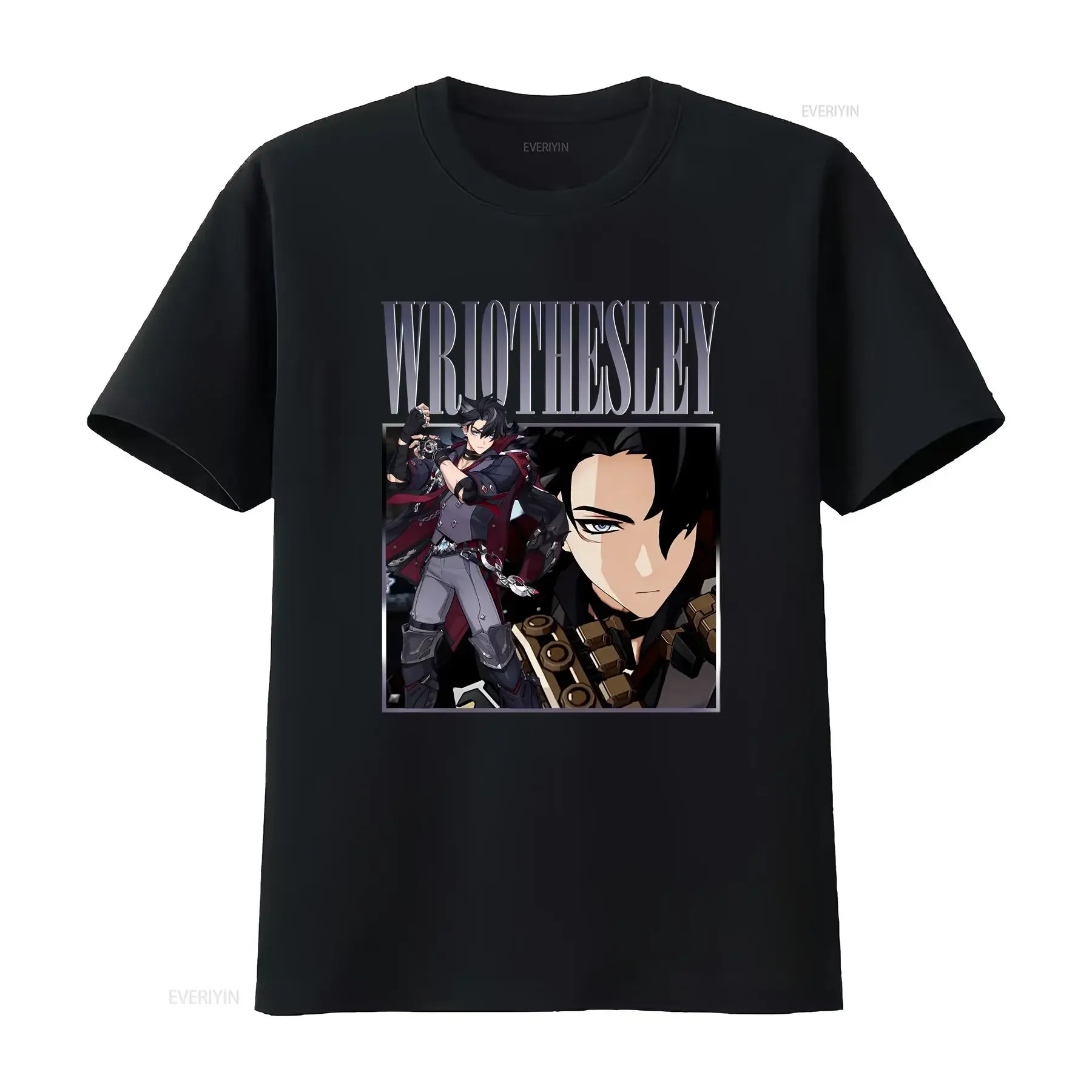 Wriothesley Genshin Impact T-Shirt, Vintage-Retro-Hommage, Gaming, Vintage-Look, gewaschene Designerkleidung, stilvolle Mode, leicht lässig.