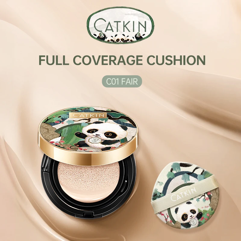 Panda Land Full Coverage Cushion Fondation, Breathable Hydrating Nourishing Poreless Face Makeup Save for Sensitive Skin