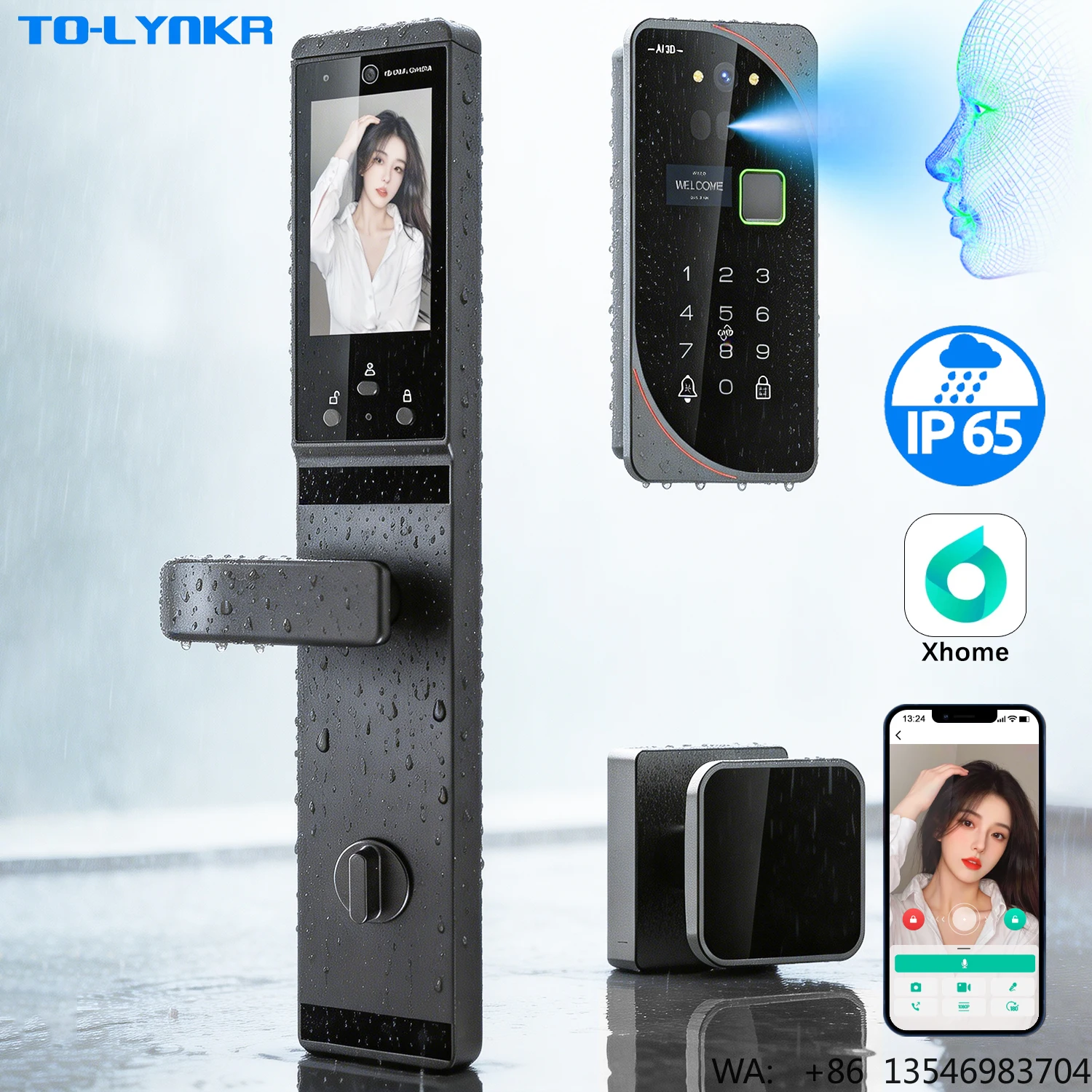 

Electronic Cerradura Inteligente Para Puerta Waterproof 3d Face Recognition Digital Smart Door Lock with Camera and Fingerprint