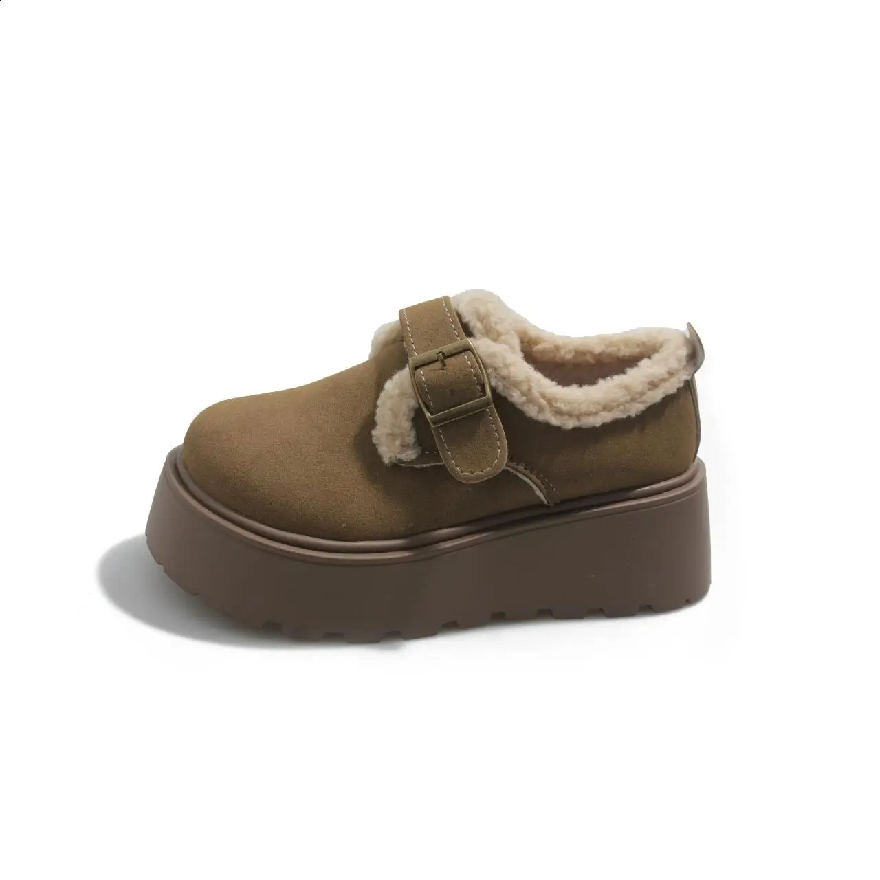 Sapatos femininos plataforma de salto baixo boca rasa mocassins pele calçados femininos deslizamento-em dedo do pé redondo tamancos retro novo vestido de inverno deslizamento