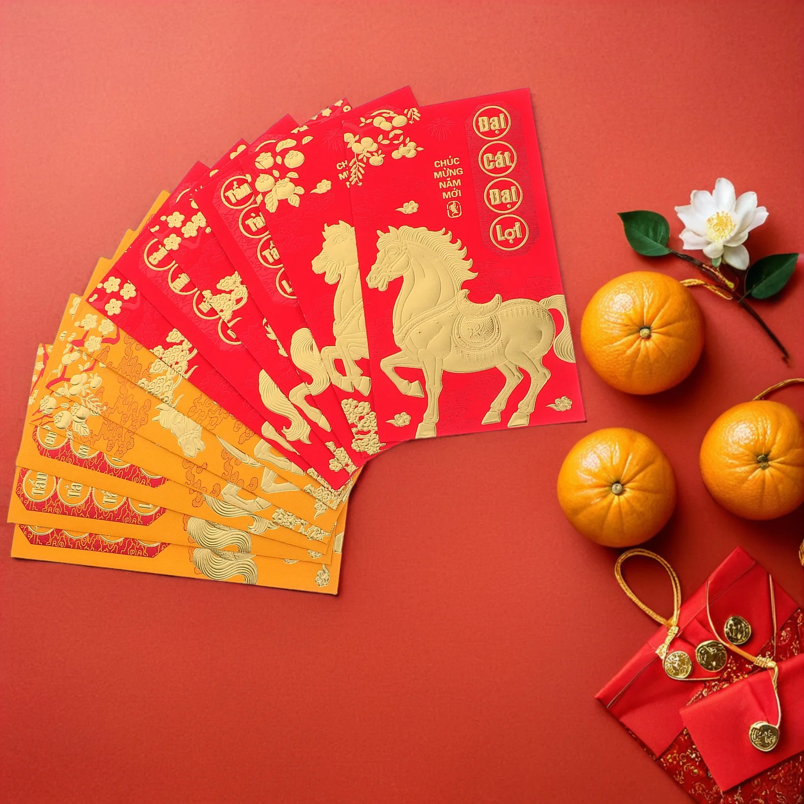 

48pcs New Year Red Envelopes 2026 Year Of The Horse Lucky Money Pack Vietnamese Chinese Zodiac Festival Hong Bao Gift Set Spring