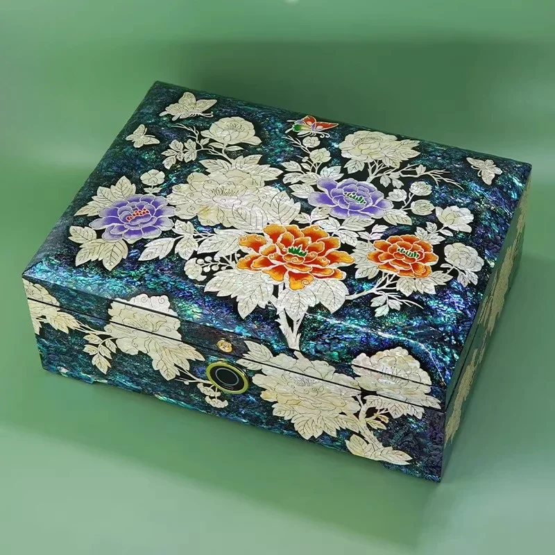 Dian lacquer jewelry storage box induction hardware jewelry fingerprint unlocking large capacity shell handmade