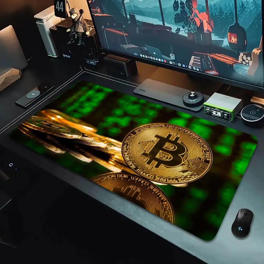 لوحة ماوس بيتكوين رائعة كبيرة لطاولة ألعاب مكتب الكمبيوتر حصيرة 100x50 XXL مطاطية مضادة للانزلاق لوحة مفاتيح الألعاب وسادات الماوس الطويلة للمكتب