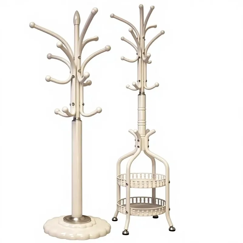 Household wrought iron coat rack, marble design, floor-to-ceiling bedroom clothing storage rack and hanger