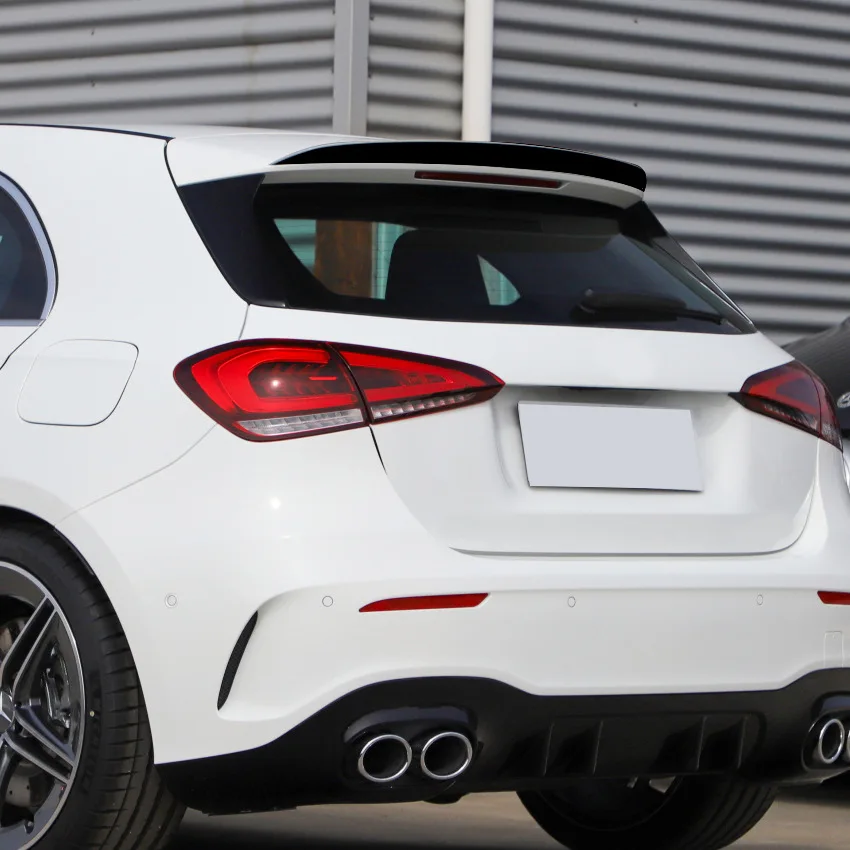 

For Mercedes Benz A Class W177 A180 A200 A220 A35 AMG Hatchback 2018-2023 Rear Roof Trunk Spoiler Wing & Rear Bumper Canard ABS