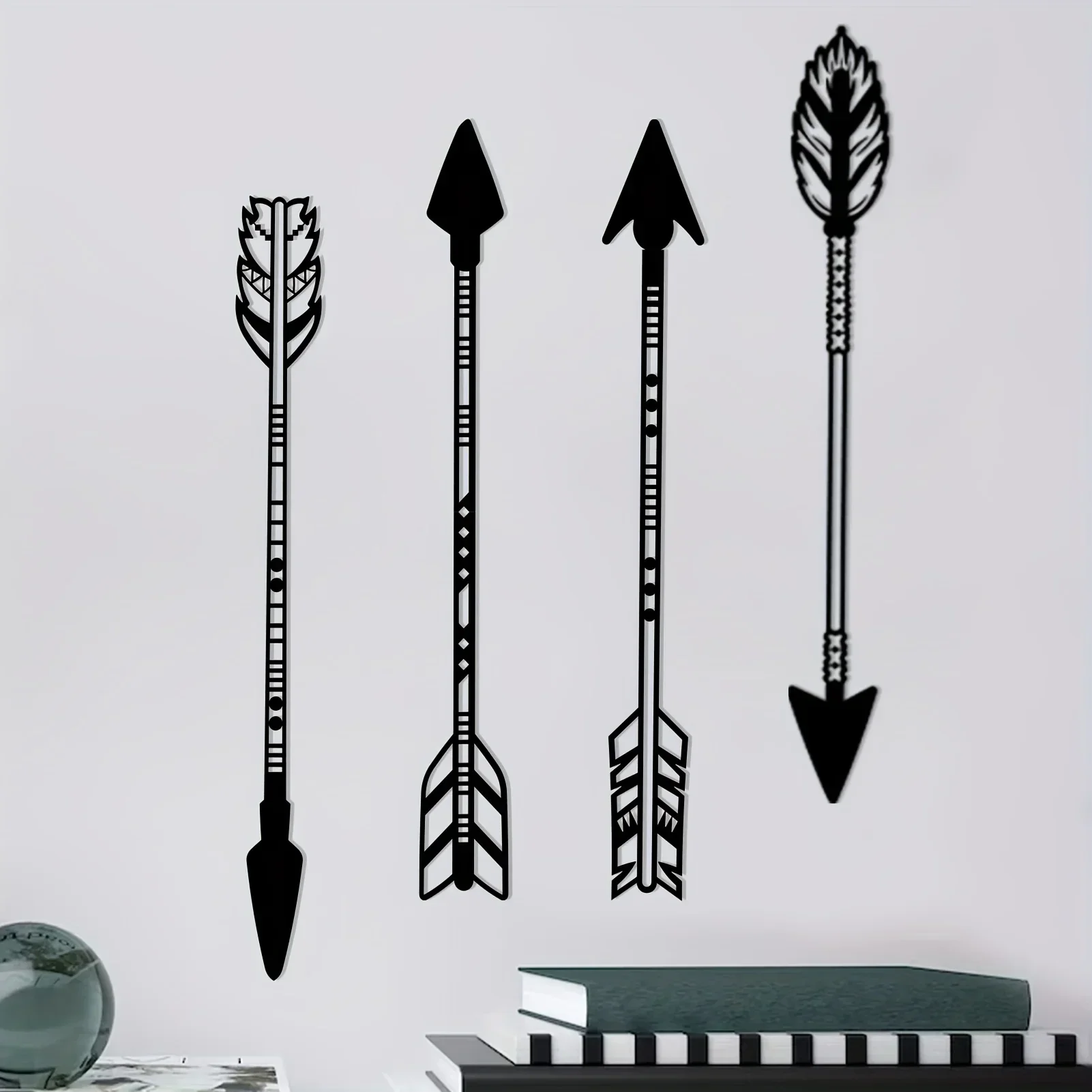 Hello Young 4 Pcs Black Metal Wall Hanging  Sword Wall Art Decoration for Log Cabin Garden Living RoomHalloween Room Decor Gothw