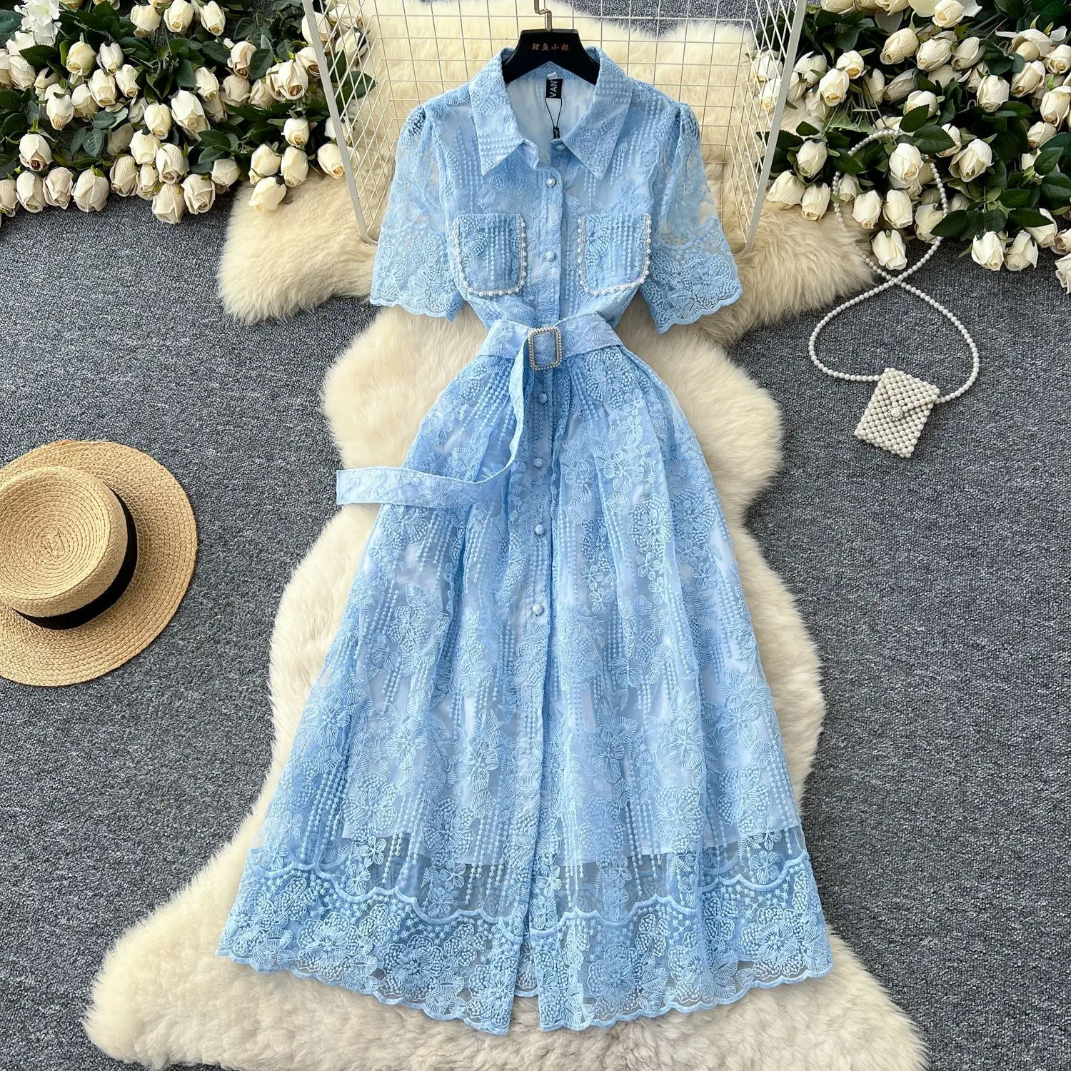 

Lace Long Dress Women Dresses A Line Vestidos Short Sleeve Elegant Y2k Streetwear High Waist Wedding Party Night Work 2025