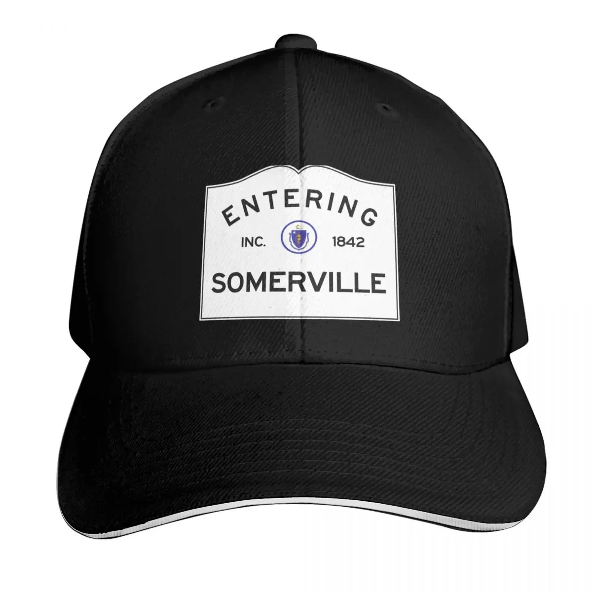 Entering Somerville - Commonwealth of Massachusetts Road Sign Baseball Cap Men Women Casual Summer Sport Sun Cap