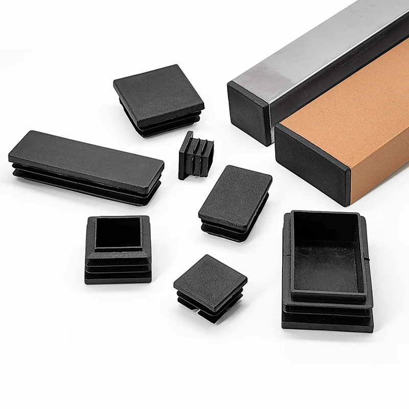 Black Plastic Steel Square Pipe Plug Furniture Accessory Leg Plug Anti Slip Feet Protector Pad Plastic Square Tube Cap Plug