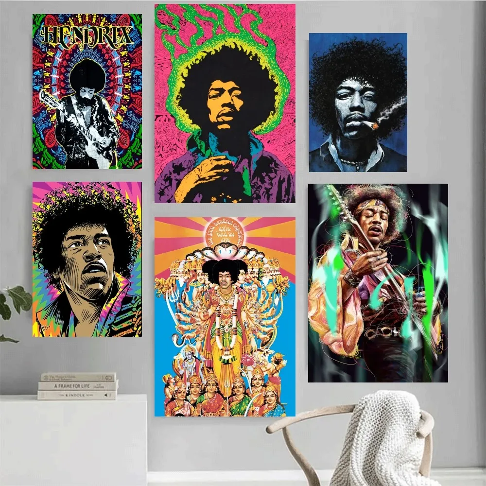 Singer J-JIMI H-HENDRIX Poster Home Office Wall Bedroom Living Room Kitchen Decoration Painting