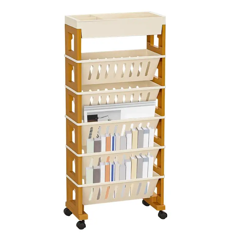 

Rolling Book Cart Large Capacity Bookshelf Organizer Rolling Organizer Cart Multipurpose Book Storage Rack Mobile Bookshelf For