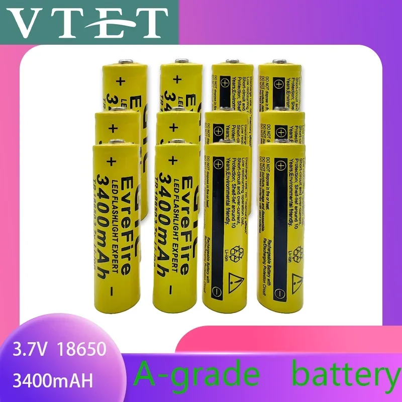 2024 New18650 3.7V 3400mAh Rechargeable Battery for Flashlight Torch Headlamp Li-ion Rechargeable Battery Drop Free FAN Toys