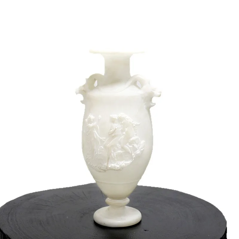 Jade relief vase ornament niche living room entrance desktop flower arrangement ornament