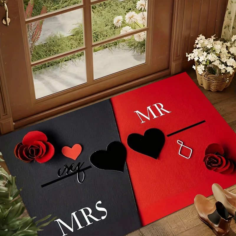 Neuankömmling Romantische MR & MRS Paar-Bodenmatte, weicher, langlebiger, rutschfester Teppich für Zuhause, Eingang, Wohnzimmer, Schlafzimmer