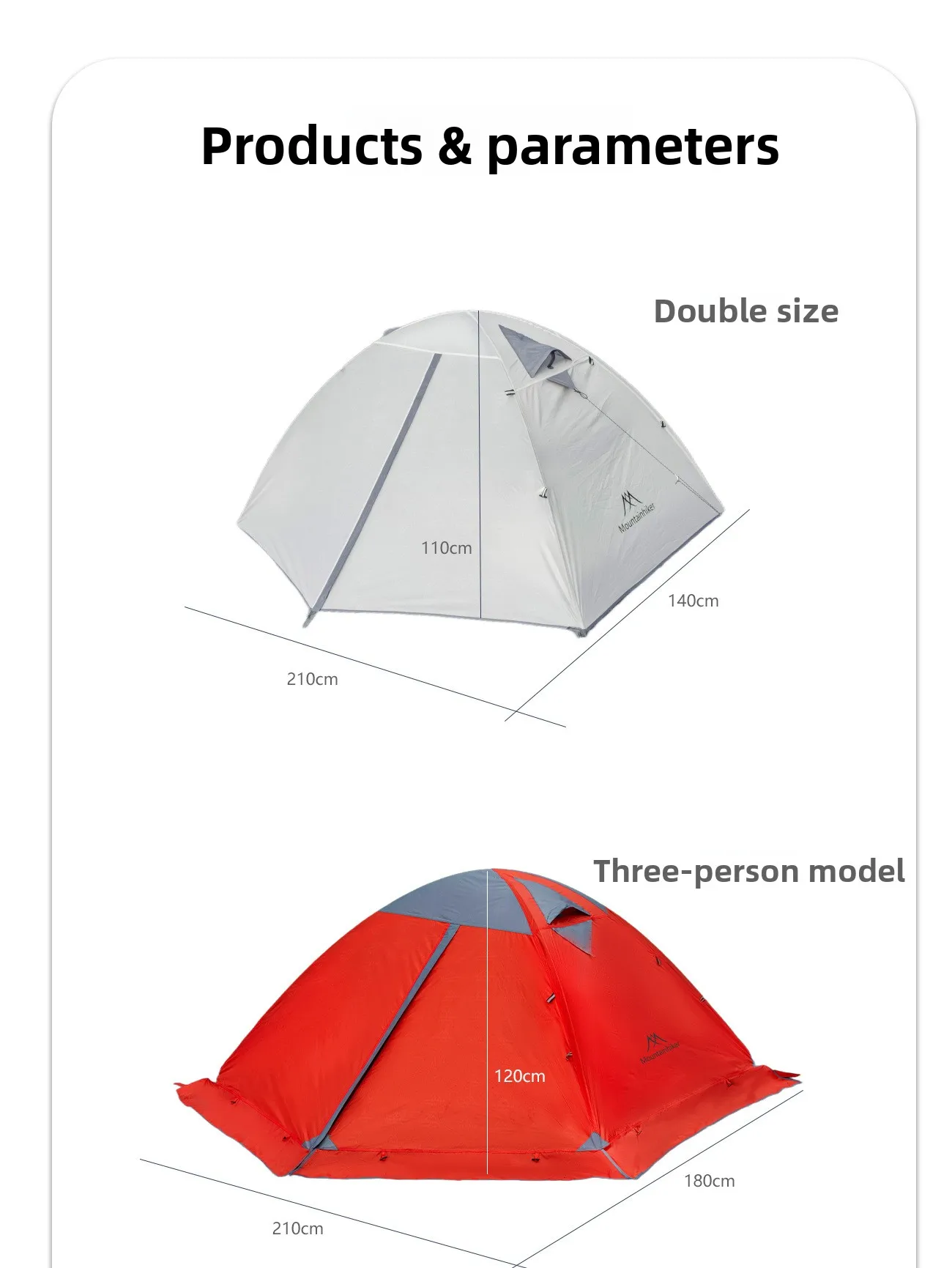 MOUNTAINHIKER Leichtes Outdoor 2-3 Personen Campingzelt, Wind- und Regenfestes Professionelles Aluminium-Stangen Wanderzelt – Detail 16