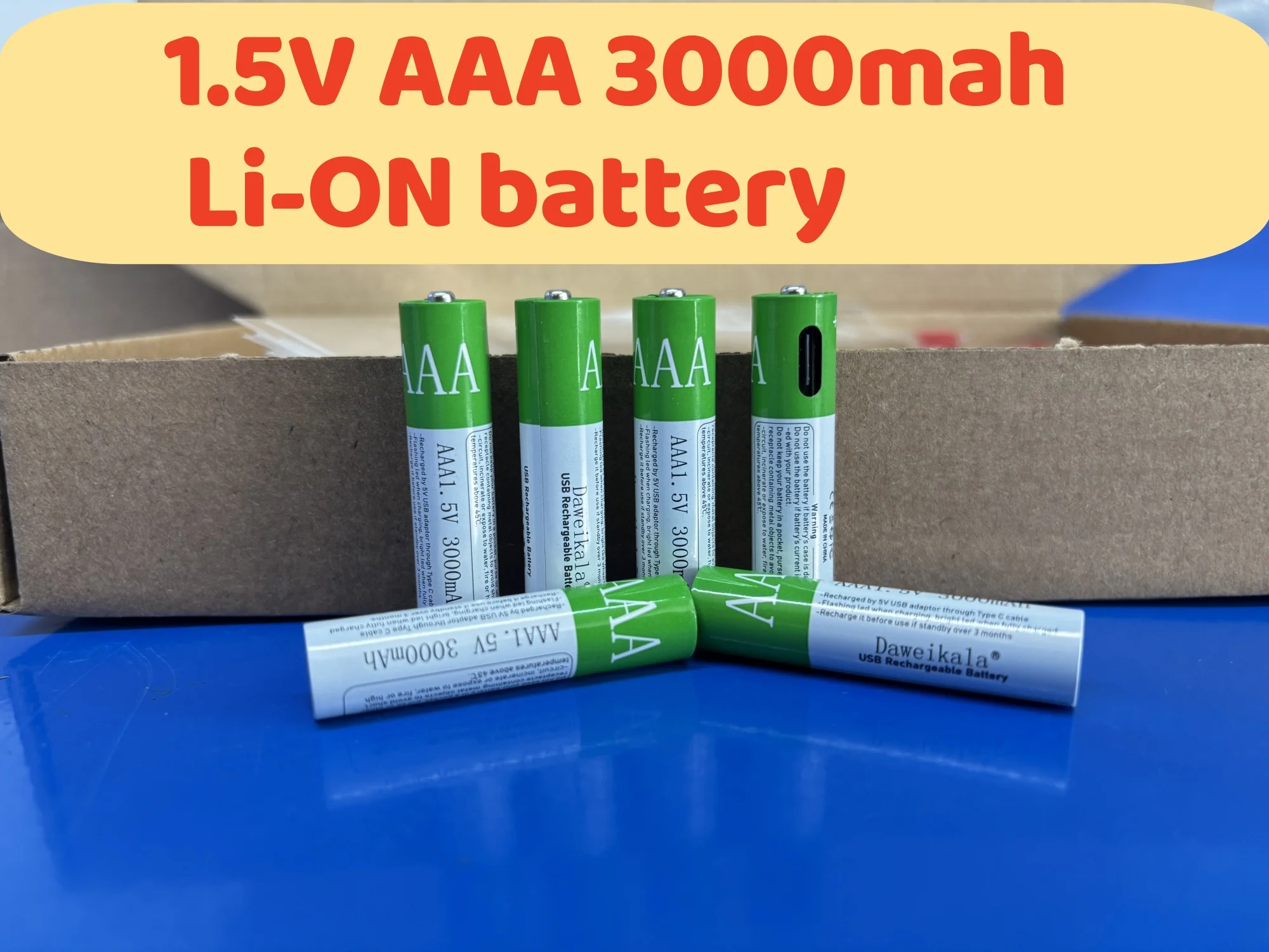 

latest USB AAA Rechargeable Batteries 1.5V 3000mAh li-ion battery for remote control mouseElectric toy battery + Type-C Cable
