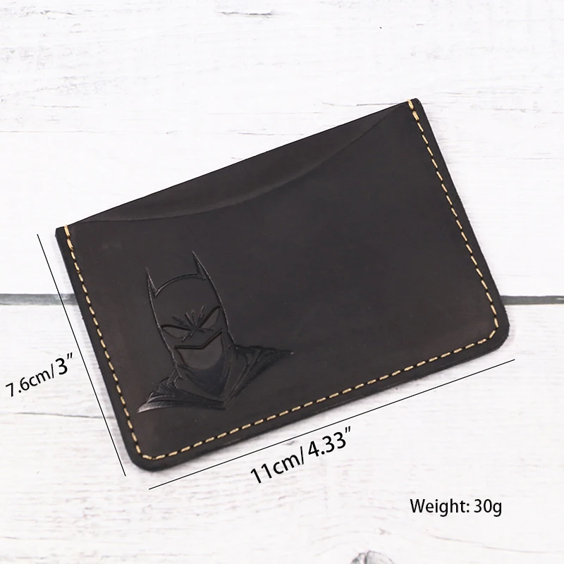 جلد طبيعي الخفافيش معرف المحفظة للرجال جلد البقر سليم الحد الأدنى محفظة جيب أمامية حامل بطاقة مع انقطاع خارقة عيون الوجه #5