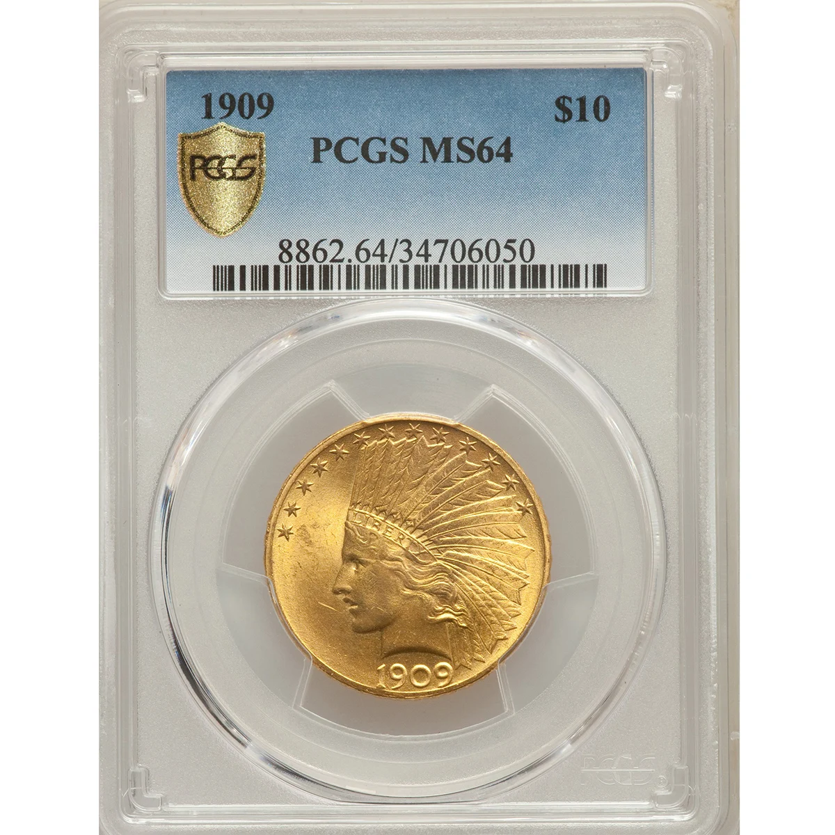 

1909 American Coin $10 - 24k Gold Plated Tungsten - Graded PCGS NGC MS64 - High Quality Sealed - Non-Magnetic