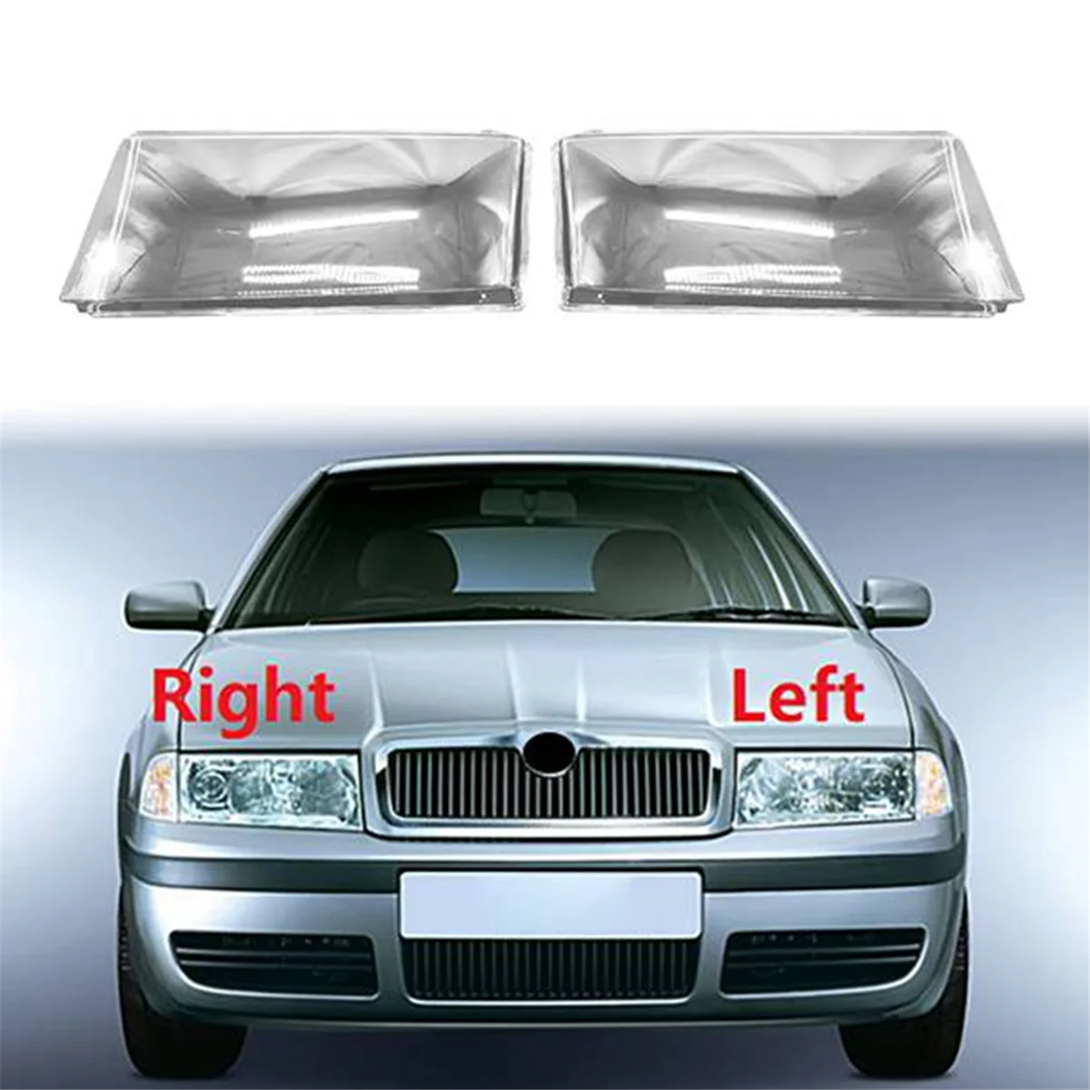 Para skoda octavia 2001 2002 2003 2004 esquerda + direita farol escudo lâmpada sombra transparente lente capa do farol