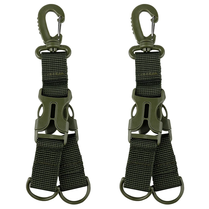 

2 Packs Tactical Gear Keychain Clip Quick Release Nylon Webbing Molle Buckle Holder for Outdoor Climbing Hiking Hunting Fishing