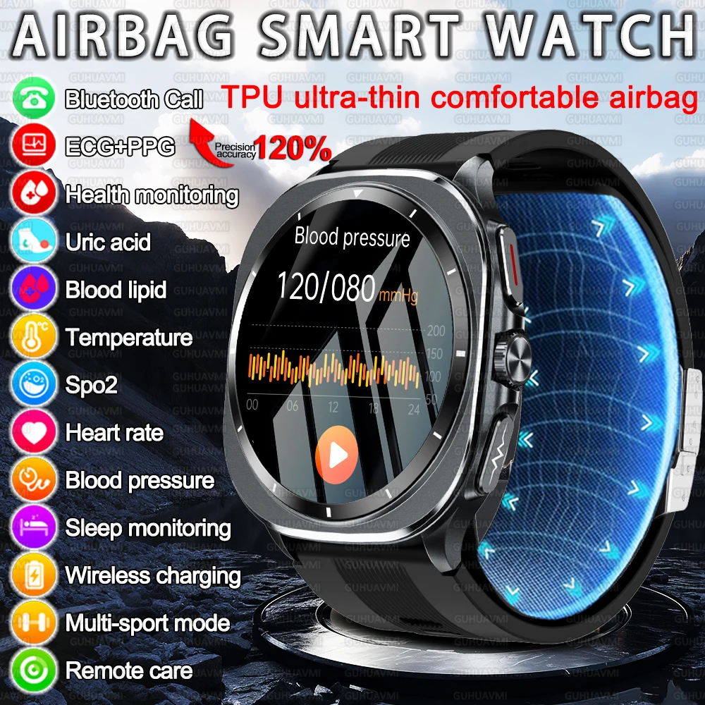 

Airbag Smart Watch For Huawei 2025 New Health watch mens air Pump True Accurately Blood Pressure watches Uric Acid Blood Lipids