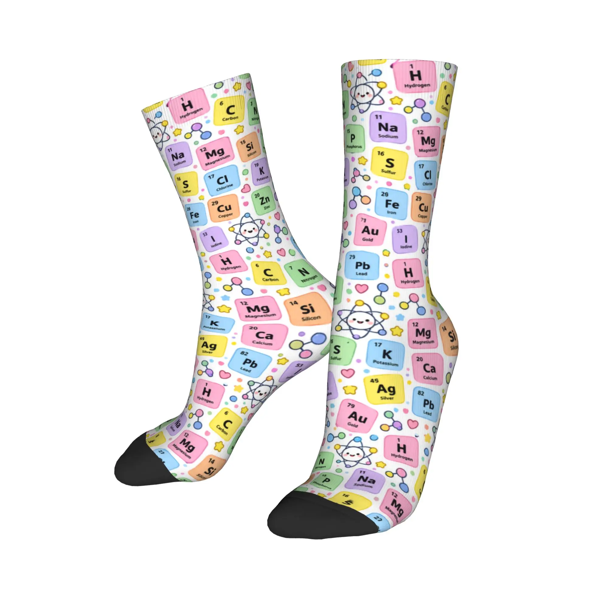 Novelty Men Socks with Colorful Periodic Table Element Stockings Women Men  Socks Soft Modern Socks Winter Non Slip Socks